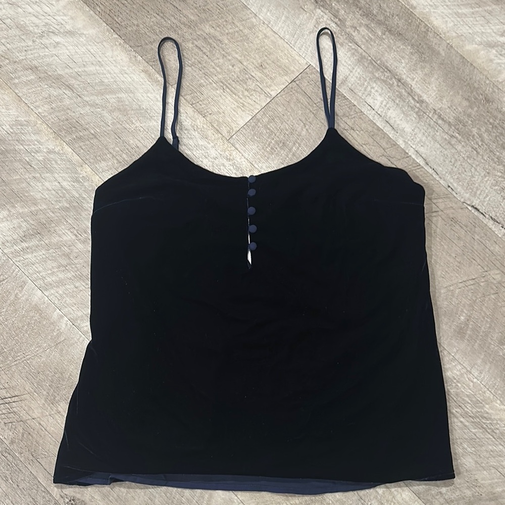 Dark blue velvet Spaghetti Strap Top with adjustable straps